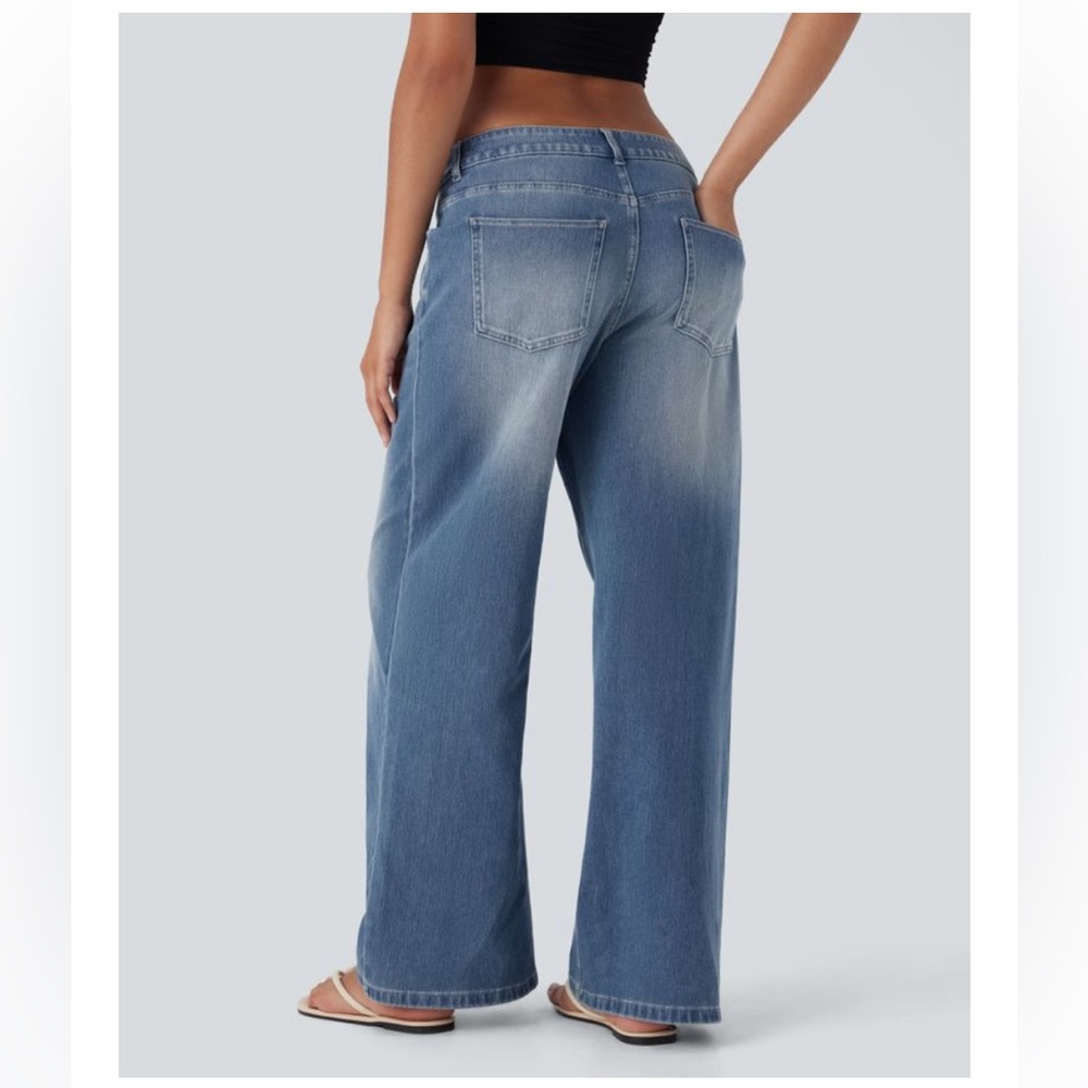 NWT Halara Flex Asymmetric Low Rise Wide Leg Jeans Size Medium X-tall - Picture 3 of 11
